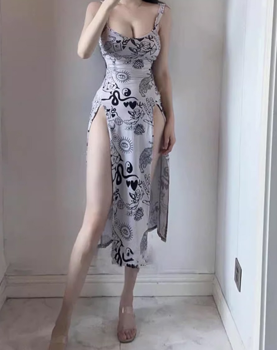 靓丽少女性感吊带裙原图