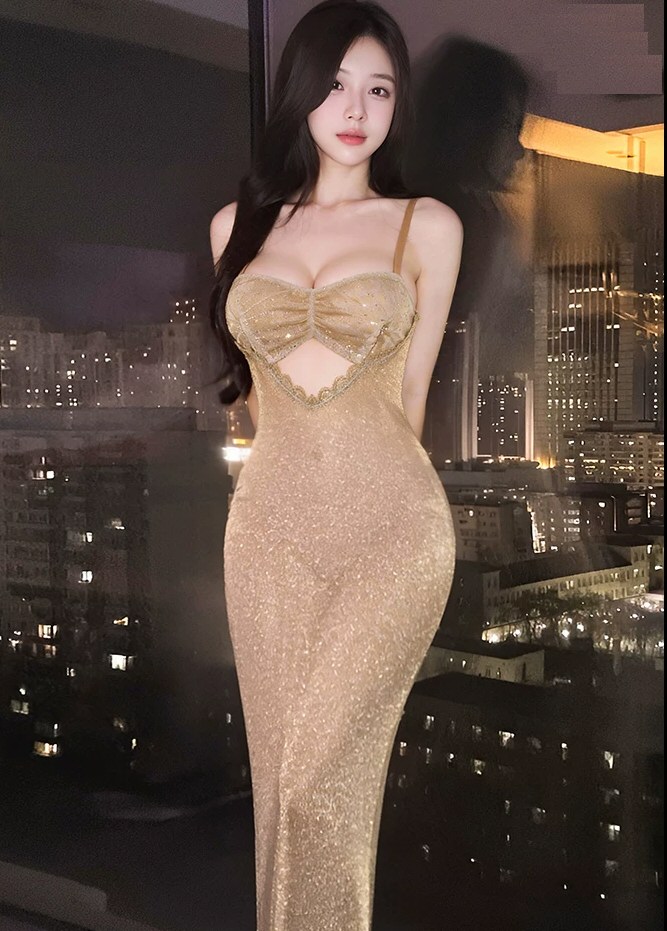 白嫩美女性感连衣裙照片