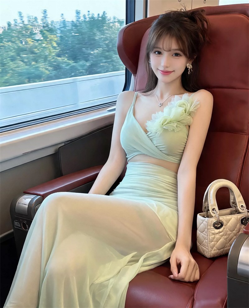 妩媚嫩模性感连衣裙照片